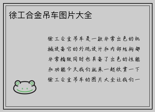 徐工合金吊车图片大全